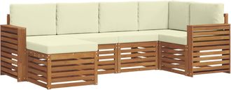 vidaXL Conjunto De Sof&aacute;s De Exterior 6 Uds. Natural Y Crema Poli&eacute;ster Vidaxl