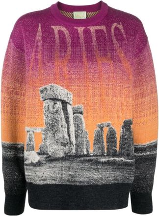 Aries Heren Gebreide Trui Henge Multi - Heren - Ronde hals truien - Veelkleurig - M - Truien & Vesten