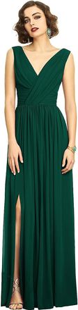 The Dessy Group Sleeveless Draped Chiffon Maxi Dress with Front Slit