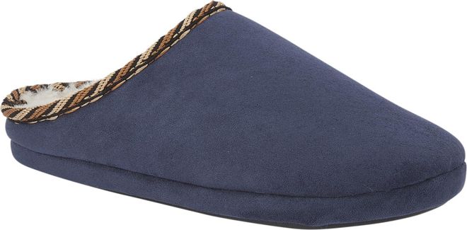 Mens Quilted Microsuede Faux Sheepskin Faux Fur Lined Mule Slippers (Navy, UK Footwear Size System, Adult, Men, Numeric, Medium, 10)