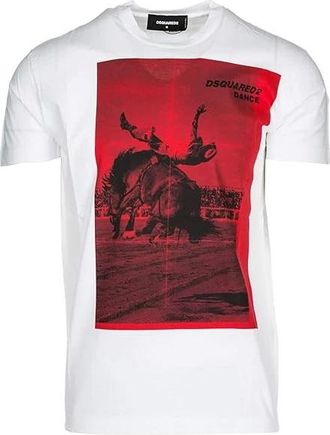 Dsquared2 Tops, Heren, Wit, S, Katoen, T-shirt met ronde hals