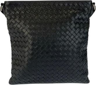 Bottega Veneta Pre-owned Cross Body Bags, male, Black, Size: ONE SIZE Pre-owned Intrecciato Leather Shoulder Bag