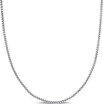 Amour 1.6mm Round Box Link Necklace In 14K White Gold - 16 In