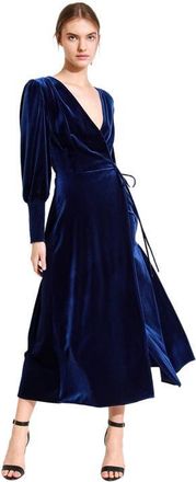 Belle & Bloom Current Mood Velvet Wrap Dress in Royal Blue at Nordstrom, Size X-Small Au