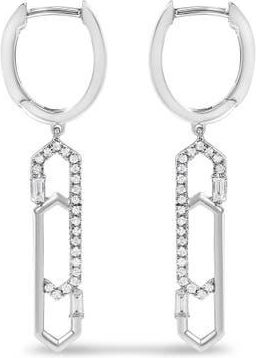 House of Brilliance 14K White Gold 1/4 Cttw Diamond Interlocking Paperclip Dangle Earrings at Nordstrom