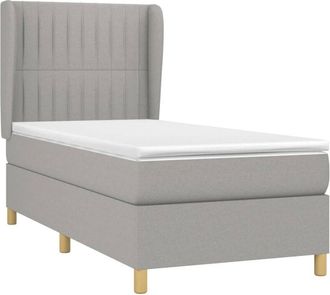 vidaXL Cama Box Spring Con Colch&oacute;n Tela Gris Claro 80x200 Cm Vidaxl