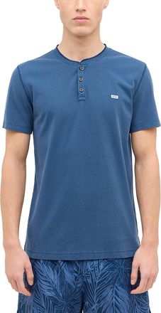 Mustang Kurzarmshirt MUSTANG Style Ausin, Herren, Gr. L, blau (insignia blau), Jersey, Obermaterial: 100% Baumwolle, clean, unifarben, regular fit normal, Run