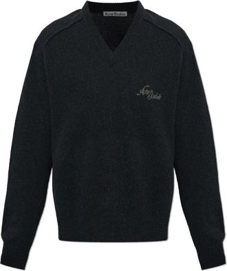 Acne Studios Jersey de Cachemira con Cuello en V - Knitwear - Hombre - Negro - XL