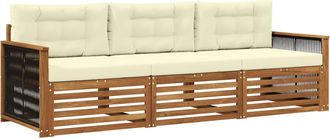 vidaXL Conjunto De Sof&aacute;s De Exterior 3 Uds. Natural Y Crema Vidaxl