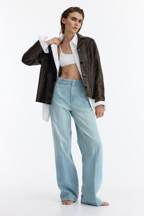 H&M Straight High Jeans in Light Denim Blue at Nordstrom, Size 10