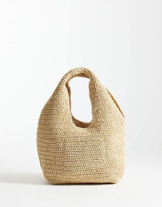 & Other Stories Borsa shopping piccola in pura paglia beige chiaro neutro
