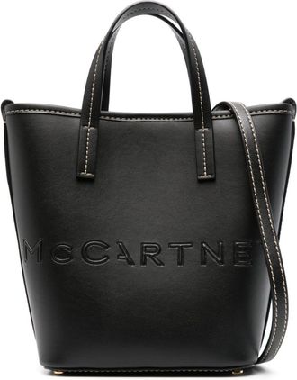 Stella McCartney logo bucket bag - women - Polyurethane/Polyurethane/Polyamide/Polyamide - One Size - Black