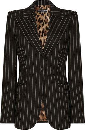 Dolce & Gabbana Turlington pinstripe single-breasted blazer - women - Polyester/Polyester/Spandex/Elastane/Spandex/Elastane/Virgin Wool - 36 - Black