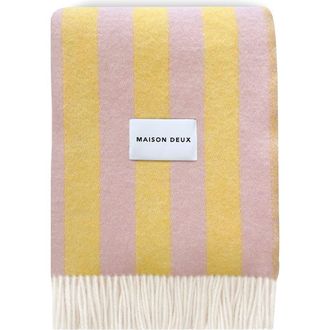 Maison Deux Candy Wrap Blanket in Yellow /Medium Pink at Nordstrom