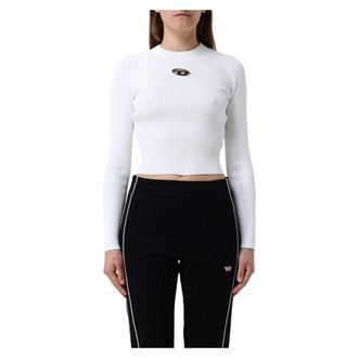 Diesel Round-neck Knitwear, female, White, Size: M M-Valari Round-Neck Knitwear