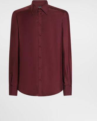 Dolce & Gabbana Silk Twill Martini Shirt - Man Shirts Burgundy 37