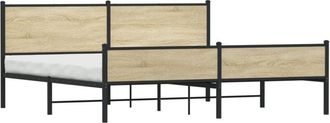 vidaXL Metal Bed Frame without Mattress Sonoma Oak 200x200 cm Vidaxl