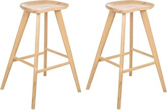 Beliani Conjunto de 2 sillas de bar Marr&oacute;n claro