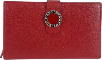 Bulgari Red Color Leather Wallet (Bi-Fold) (Pre-Owned)