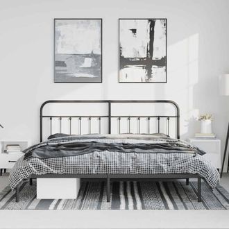 Berkfield Home Metal Bed Frame with Headboard Black 193x203 cm