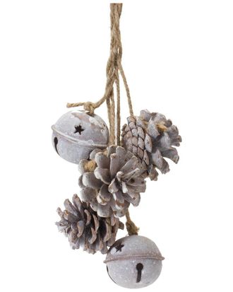 Melrose International Set Of 6 Bell & Pine Cone Ornament