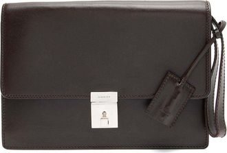 Gucci Brown Leather Padlock Wristlet (Authentic Pre-Loved)