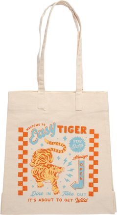 Karma Retro Canvas Tote for Women, Canvas Beach Bag, Reusable Shopping Bags, Shoulder Reusable Grocery Tote, Tiger