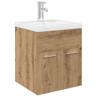 Berkfield Home Sink Cabinet with Built-in Basin & Faucet Artisan Oak in Brown