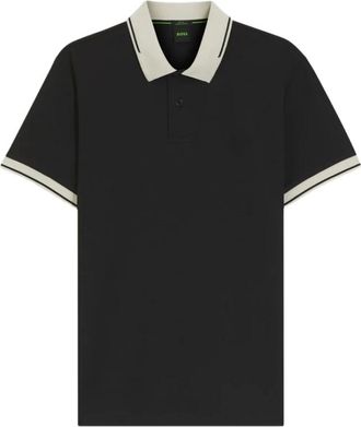 HUGO BOSS Tops, Heren, Zwart, M, Katoen, Polo shirt met boord