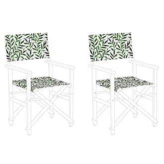 Beliani Beliani - Conjunto De 2 Telas De Poli&eacute;ster Blanco Verde Para Silla De Jard&iacute;n Patr&oacute;n De Hojas Moderno Exterior Cine