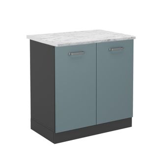 Vicco Armario Bajo Para Fregadero R-line, Gris Azulado, 80 Cm Et M&aacute;rmol