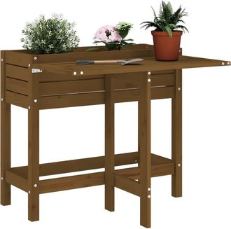 vidaXL Vidaxl - Jardinera Con Tapa Plegable Madera Maciza De Pino Marr&oacute;n Miel