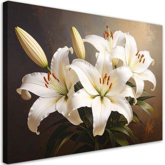 Feeby Cuadro En Lienzo, Flores De Lirios Blancos Naturaleza, 120x80