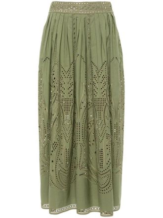 Alberta Ferretti Midi-rok met uitgesneden detail - Groen