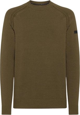 Roberto Ricci Design Katoenen Effen Ronde Knit - Heren - Ronde hals truien - Groen - S - Katoen - Truien & Vesten