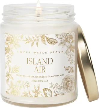 Sweet Water Decor 9oz Clear Jar Glass Candle - Patterned Label in Island Air at Nordstrom