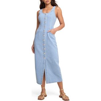Nobody's Child Quays Denim Button-Up Midi Dress in Blue at Nordstrom, Size 12