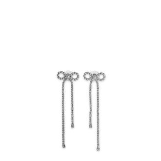 Self Portrait Crystal Droplet Bow Earrings - Dames - Oorbellen - Grijs - ONE Size - Accessoires
