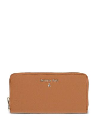 Patrizia Pepe leather continental wallet - women - Calf Leather/Viscose - One Size - Brown