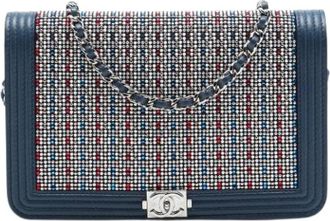 Chanel Pre-owned The Boy Wallet on Chain - Dames - Vintage Schoudertas - Blauw - ONE Size - Leer - Vintage