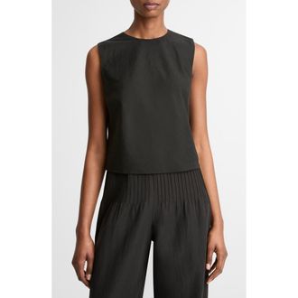 Vince Sleeveless Crop Cotton & Modal Top in Black at Nordstrom, Size Xx-Small