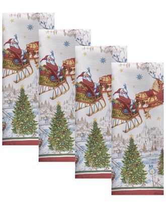 Elrene Set Of 4 Santas Snowy Sleighride Napkins