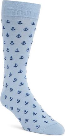 Nordstrom Anchor Cotton Blend Dress Socks in Light Blue at Nordstrom