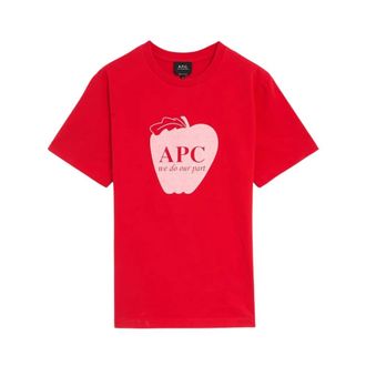 A.P.C. T-Shirts, female, Red, Size: M Pomme Tee