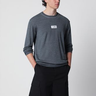 Maison Margiela Grey wool sweater with Numeric logo