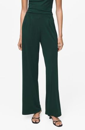 Mango Pleated Wide Leg Pants in Dark Green at Nordstrom Rack, Size X-Small
