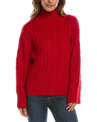 Fort&eacute; Cashmere Luxe Cable Mock Neck 100% Cashmere Pullover