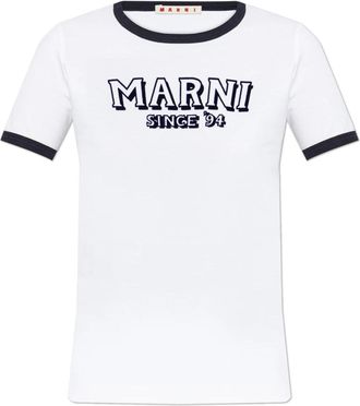Marni Logo T-Shirt - Dames - T-shirts - Wit - 2XS - Katoen - Tops