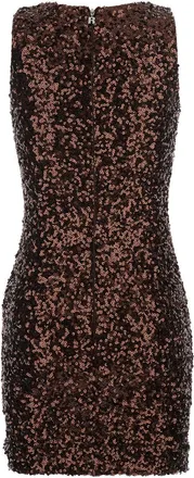 Rotate Womens U-Neck Sequin Dress, Brown