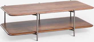 Sklum Mesa De Centro Rectangular 120x60 Cm En Madera De Mango Y Acero Inoxidable Vimara Sklum